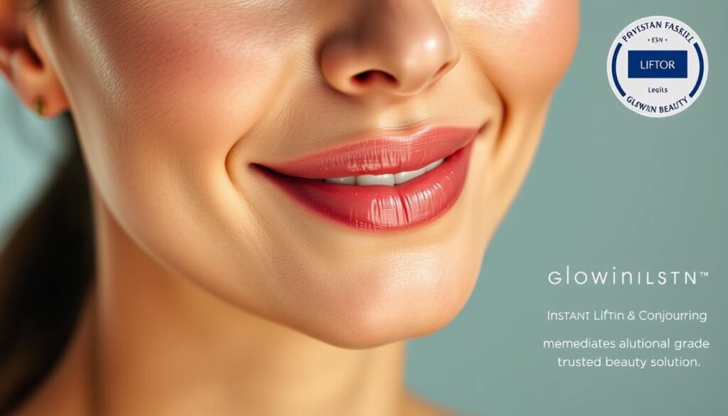 A vibrant close-up portrait of a woman's radiant, youthful complexion, showcasing the instant lifting and contouring effects of Glowin Beaute's OligioX skincare product. Soft, even lighting illuminates her smooth, glowing skin with a hint of natural texture. The composition emphasizes the sculpted, tightened appearance of her jawline and cheekbones, conveying a visibly rejuvenated, rejuvenated look. A serene, confident expression completes the image, highlighting the immediate visible benefits of this professional-grade, trusted beauty solution. A vibrant close-up portrait of a woman's radiant, youthful complexion, showcasing the instant lifting and contouring effects of Glowin Beaute's OligioX skincare product. Soft, even lighting illuminates her smooth, glowing skin with a hint of natural texture. The composition emphasizes the sculpted, tightened appearance of her jawline and cheekbones, conveying a visibly rejuvenated, rejuvenated look. A serene, confident expression completes the image, highlighting the immediate visible benefits of this professional-grade, trusted beauty solution.