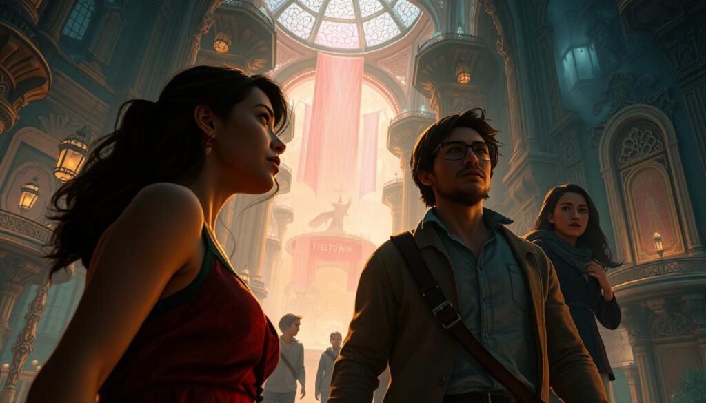 A captivating scene of an interactive narrative unfolding within the virtual realm of UTown. A lush, immersive environment with intricate architectural details and a sense of depth, bathed in warm, cinematic lighting. Protagonists navigate this world, their expressions and body language conveying a sense of wonder, discovery, and emotional investment in the unfolding story. The composition subtly guides the viewer's eye, leading them through the narrative layers and inviting them to become immersed in the rich, captivating world of ATG's electronic game storytelling. A captivating scene of an interactive narrative unfolding within the virtual realm of UTown. A lush, immersive environment with intricate architectural details and a sense of depth, bathed in warm, cinematic lighting. Protagonists navigate this world, their expressions and body language conveying a sense of wonder, discovery, and emotional investment in the unfolding story. The composition subtly guides the viewer's eye, leading them through the narrative layers and inviting them to become immersed in the rich, captivating world of ATG's electronic game storytelling.