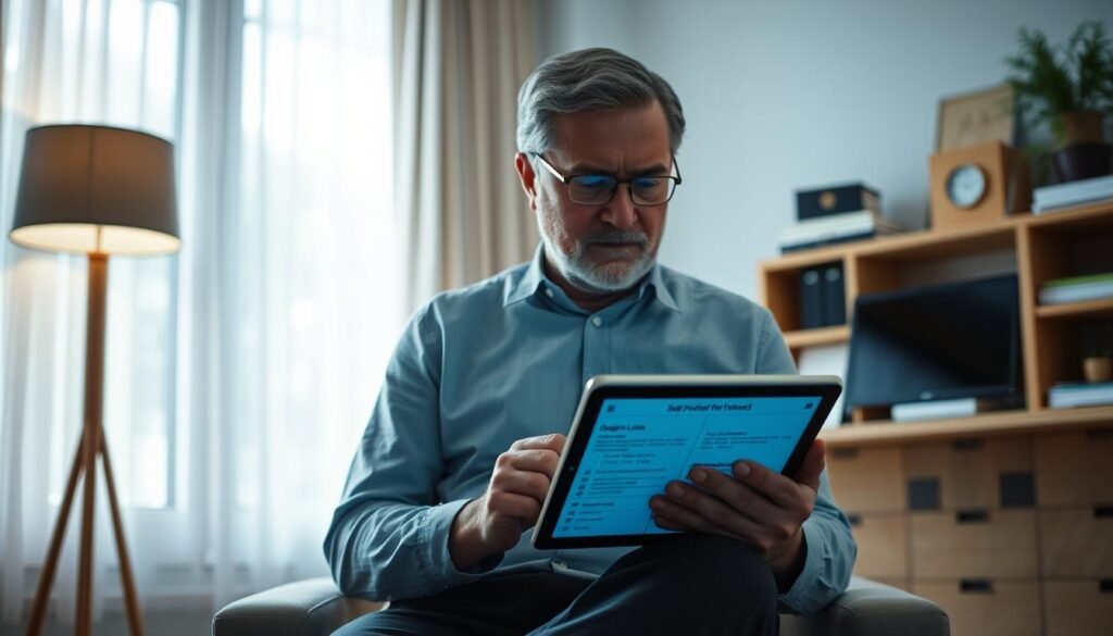 A serene and thoughtful scene in a tranquil UTown setting. A middle-aged person sits quietly, carefully considering gambling limits and self-protection measures on a tablet device. Soft natural light filters through the window, creating a contemplative atmosphere. The background features a neatly organized home office, conveying a sense of responsibility and discipline. The overall mood is one of self-awareness and proactive financial management. A serene and thoughtful scene in a tranquil UTown setting. A middle-aged person sits quietly, carefully considering gambling limits and self-protection measures on a tablet device. Soft natural light filters through the window, creating a contemplative atmosphere. The background features a neatly organized home office, conveying a sense of responsibility and discipline. The overall mood is one of self-awareness and proactive financial management.